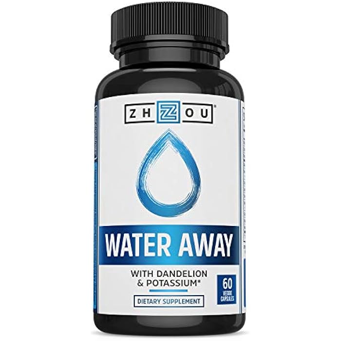 ZHOU Water Away - Natural Water Pills for Women & Men with Dandelion, Potassium, Cranberry and Green Tea, Cellular Energy and Metabolic Health - 60 Veggie Capsules (Pack of 1) - Image 1