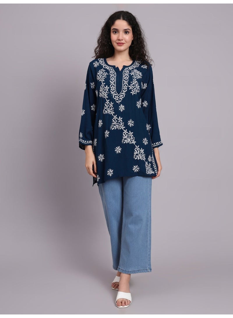 Alaya Women Chikankari Hand Embroidered Rayon Kurti -AL4071 - Image 4