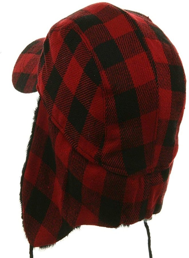 DSquared Red Plaid Trapper Faux Fur Aviator Hat - Warm Bomber Trooper Hat - Perfect Winter Luxury Gift - Image 2