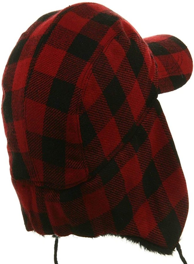 DSquared Red Plaid Trapper Faux Fur Aviator Hat - Warm Bomber Trooper Hat - Perfect Winter Luxury Gift - Image 4