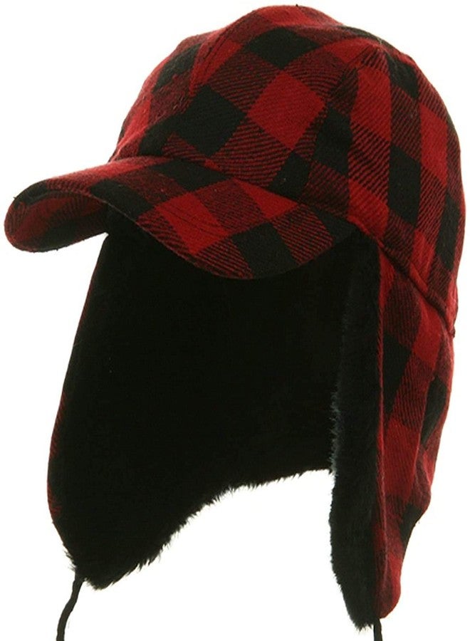 DSquared Red Plaid Trapper Faux Fur Aviator Hat - Warm Bomber Trooper Hat - Perfect Winter Luxury Gift - Image 1
