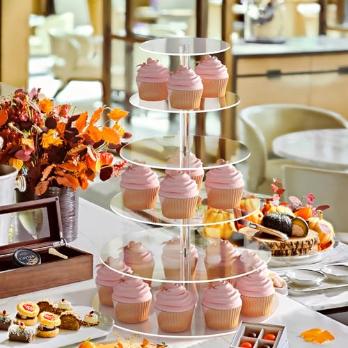 LoveDisplay Cupcake Stand, 6 Tier Cupcake Stand for 50 Cupcakes, Round Acrylic Dessert Table Display, Clear Cupcake Tower Display for Party, Wedding, Graduation, Baby Shower - Image 3