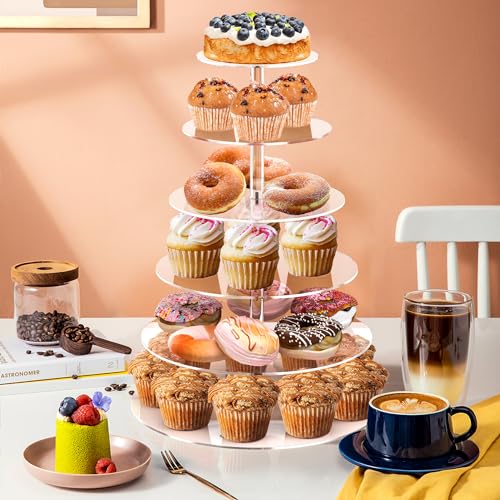 LoveDisplay Cupcake Stand, 6 Tier Cupcake Stand for 50 Cupcakes, Round Acrylic Dessert Table Display, Clear Cupcake Tower Display for Party, Wedding, Graduation, Baby Shower - Image 2