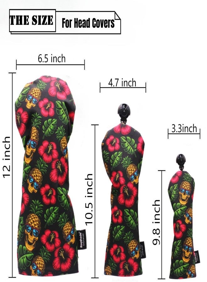 ROYMADE Golf Club Head Covers 3 Pack Waterproof Cloth Head Covers for Driver/Fairway Wood/Hybrid Fit All Golf Clubs Headcover #1#3#5 for All Brands (Pineapple Style) - Image 2