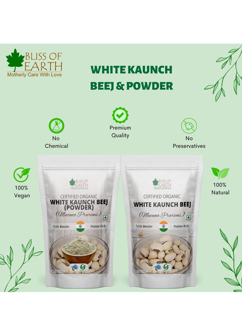 BLISS OF EARTH Ashwagandha Kaunch Beej Shatawari and Safed Musli Powder Certified Organic Combo of 4 Good for Health & Wellness 100g Each  - Image 4
