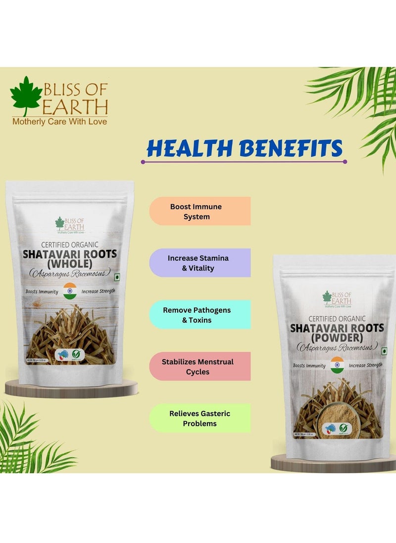 BLISS OF EARTH Ashwagandha Kaunch Beej Shatawari and Safed Musli Powder Certified Organic Combo of 4 Good for Health & Wellness 100g Each  - Image 5
