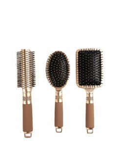 Super 3-Piece Hair Comb Set Scalp Massage Comb Set with Wide Tooth Comb and Grooming Comb  for Women Men and Kids Reduce Frizz and Massage Scalp Gold  - Image 1