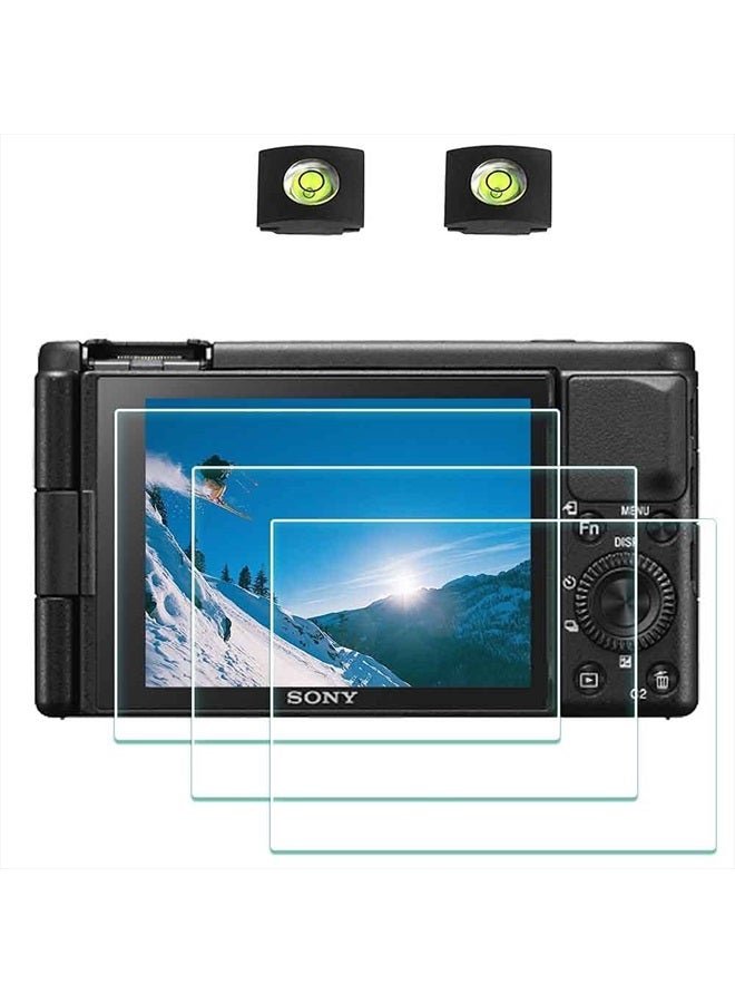 ULBTER ZV1 Screen Protector Appliable for Sony ZV-1 Camera & Hot Shoe Cover 0.3mm 9H Hardness Tempered Glass Cover Anti-Scrach Anti-Fingerprint Anti-Dust Anti-Bubble [3+2 Pack] - Image 1