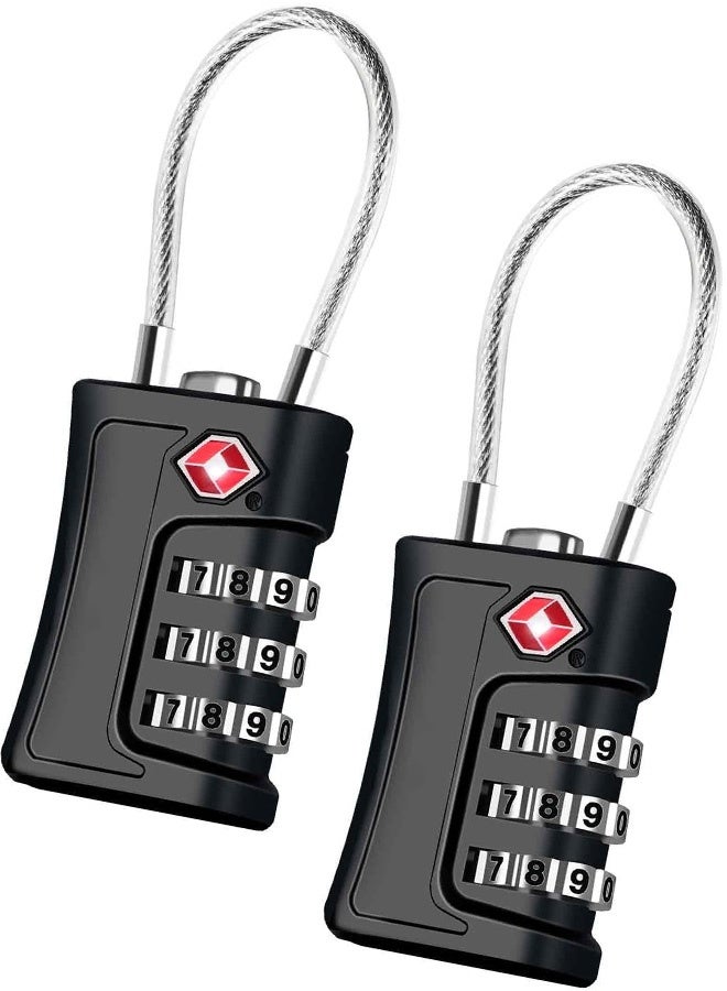 Tersely [2 Pack] TSA Luggage Locks, TSA Combination Padlocks, 3-Digit Security Suitcase Locks, Luggage Code Locks with Flexible Cable for Travel Baggage Suitcases Backpack - Image 1