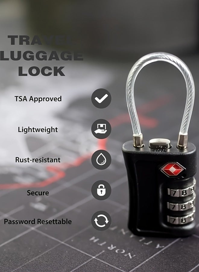 Tersely [2 Pack] TSA Luggage Locks, TSA Combination Padlocks, 3-Digit Security Suitcase Locks, Luggage Code Locks with Flexible Cable for Travel Baggage Suitcases Backpack - Image 4