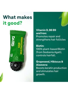 OZiva Biotin Hair Multivitamins Gummies For Stronger,Fuller,Shinier Hair|Hair Gummies With Keratin Builder,Iron&Vitamins B9,B6&D|Raw Mango Flavour|No Added Sugar (Pack Of 2,30 Gummies)  - Image 3