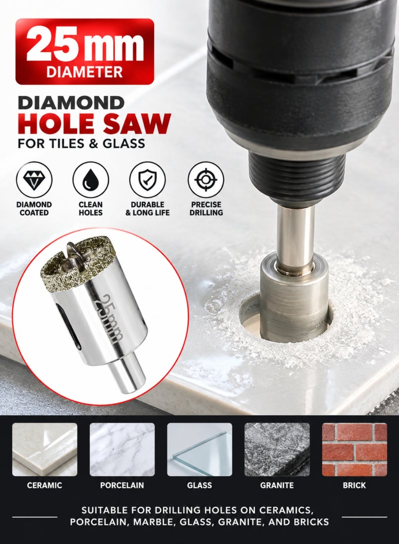 OSCO-TOOLS 25mm Diamond Grit Ceramic Hole Opener, Diamond Hole Saw for Tile, Marble, Glass, Granite & Stone, Wet & Dry Drilling - Image 5