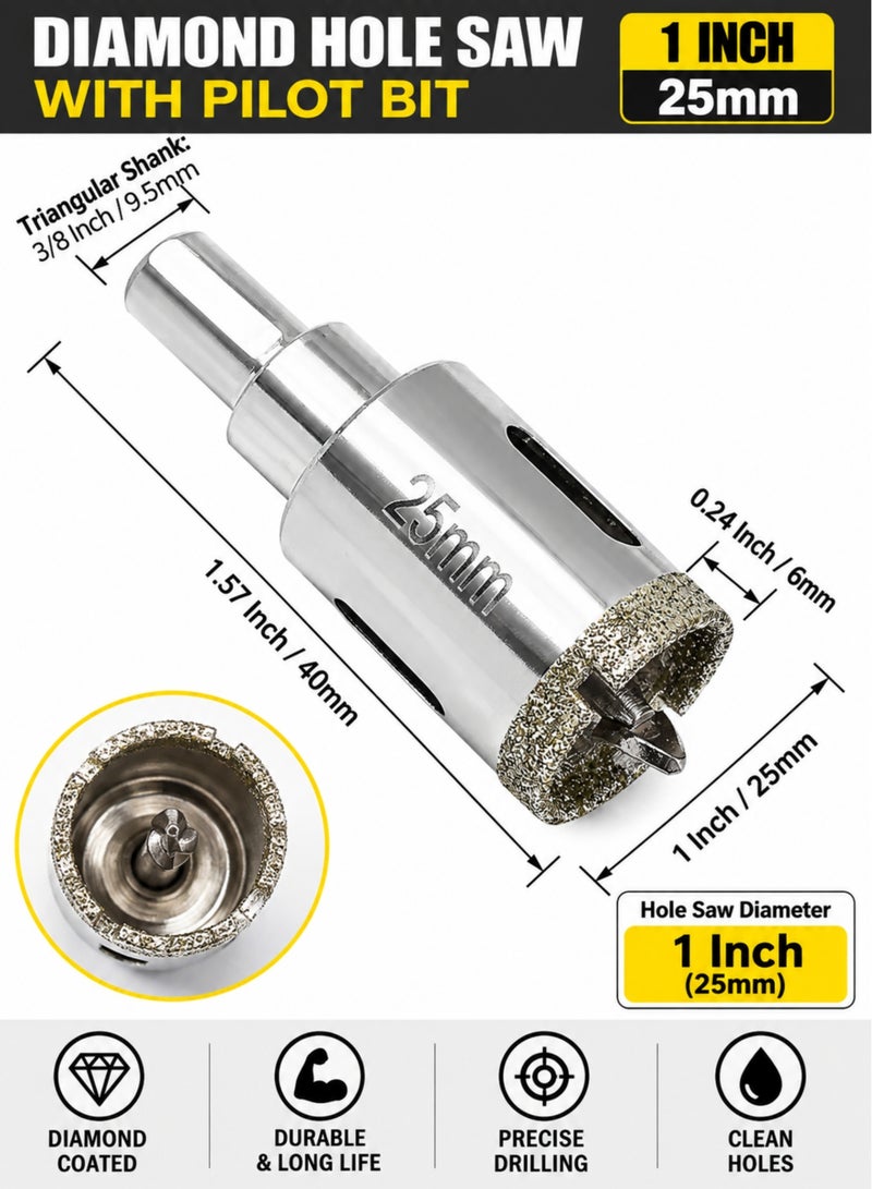OSCO-TOOLS 25mm Diamond Grit Ceramic Hole Opener, Diamond Hole Saw for Tile, Marble, Glass, Granite & Stone, Wet & Dry Drilling - Image 4