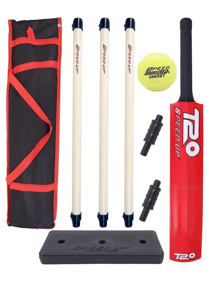 Toyshine Speed Up T-20 Combo Box Cricket Kit for Kids (Bat Size: 4, 5-10 yrs) Outdoor Sports Toy Gift for Boys Girls Picnic Fun - RED- SSTP - Image 1