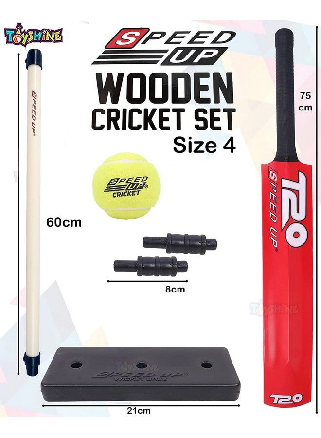 Toyshine Speed Up T-20 Combo Box Cricket Kit for Kids (Bat Size: 4, 5-10 yrs) Outdoor Sports Toy Gift for Boys Girls Picnic Fun - RED- SSTP - Image 5