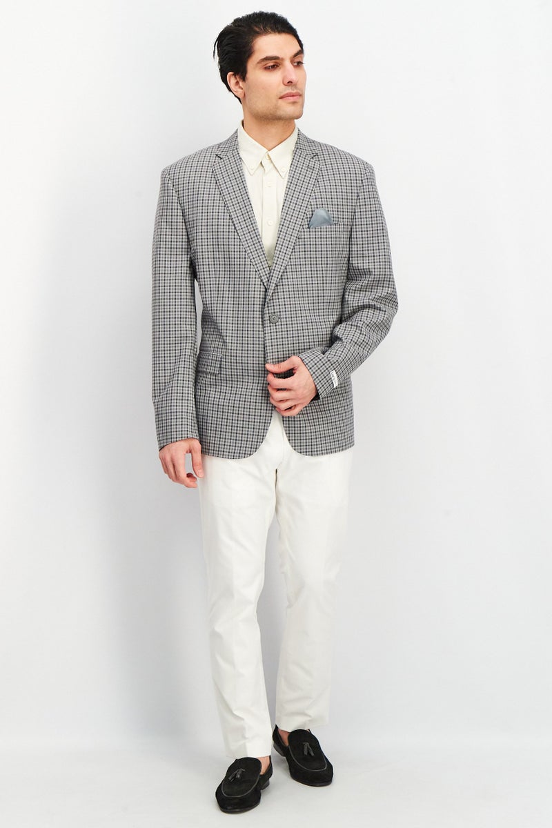 Bar III Men Slim Fit Patterned Casual Blazer, Grey  - Image 3