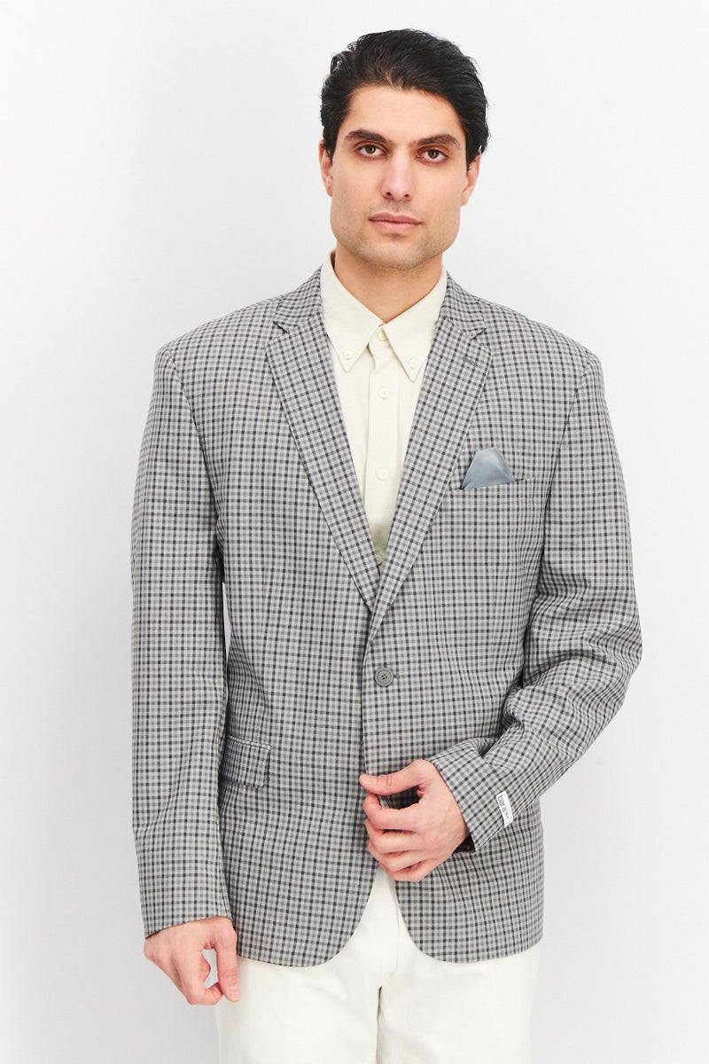Bar III Men Slim Fit Patterned Casual Blazer, Grey  - Image 1
