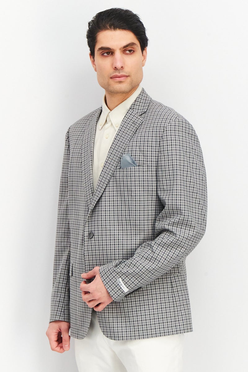 Bar III Men Slim Fit Patterned Casual Blazer, Grey  - Image 2
