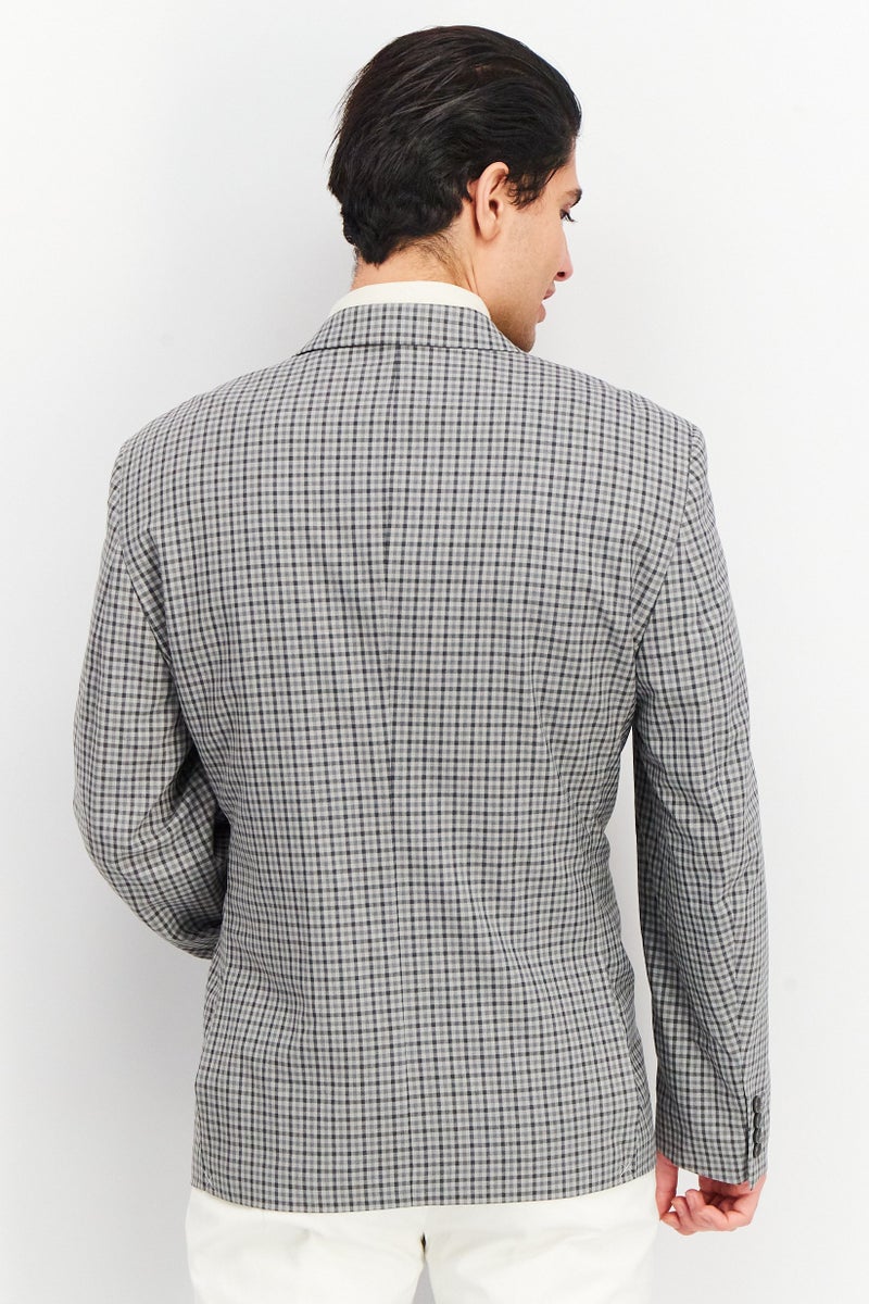 Bar III Men Slim Fit Patterned Casual Blazer, Grey - Image 4