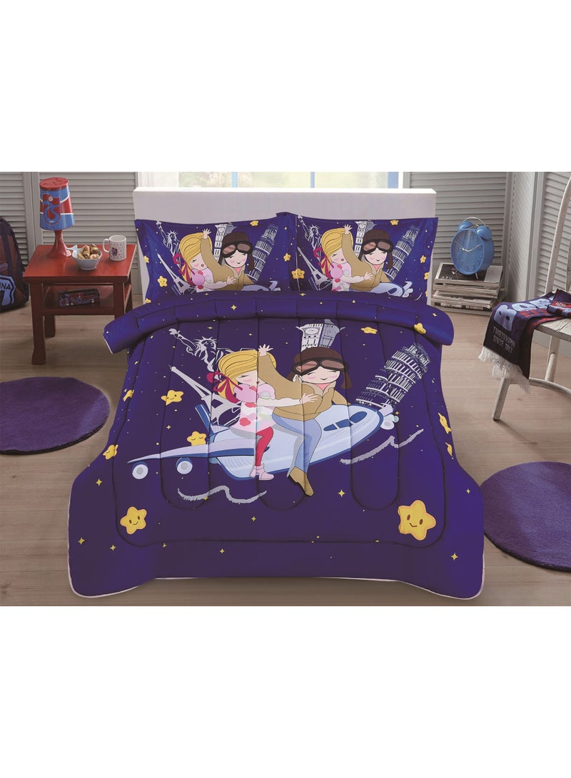 ستارجولد طقم لحاف فائق النعومة مقاس كينج من الألياف الدقيقة مطبوع عليه 4 قطع - Image 1