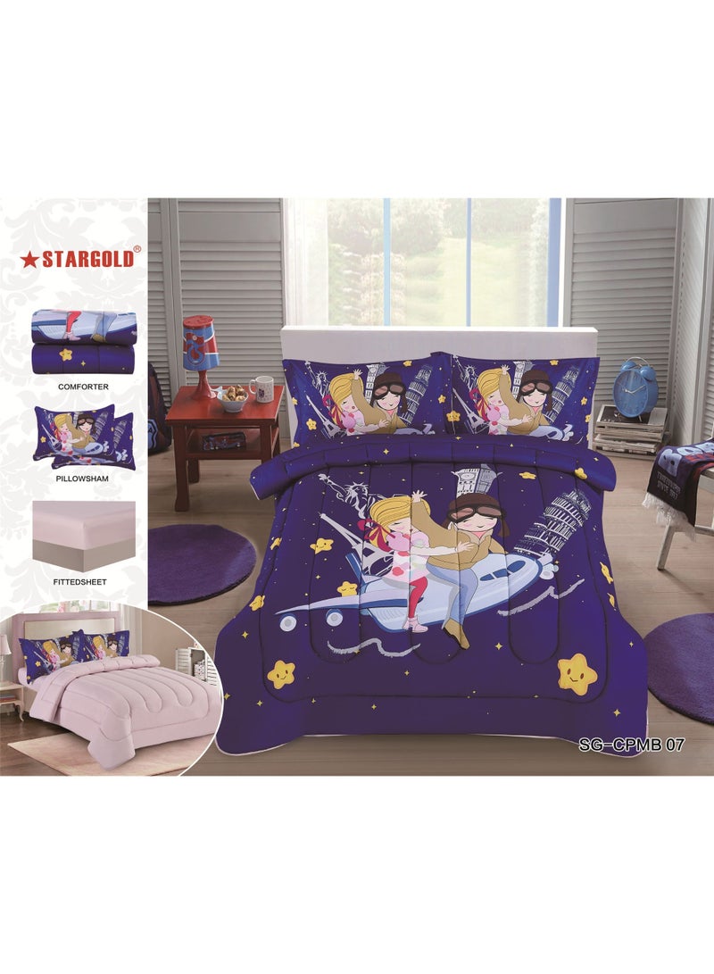 ستارجولد طقم لحاف فائق النعومة مقاس كينج من الألياف الدقيقة مطبوع عليه 4 قطع - Image 3