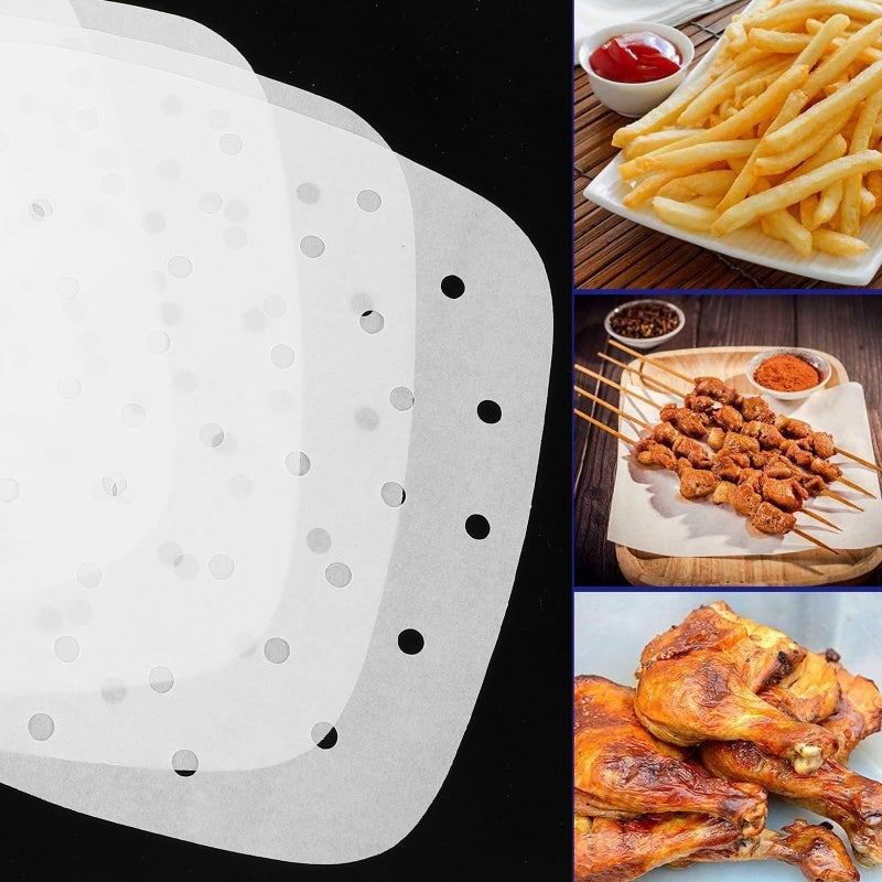 Non Stick Air Fryer Parchment Paper Liners 8 5 Inch Square White 100 Count Greaseproof Baking Sheets For Roasting Grilling And Home Cooking - Image 5