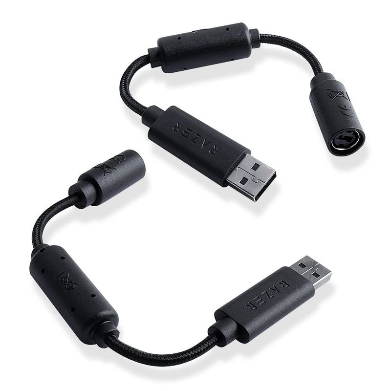 هويون مجموعة من 2 كابل فاصل USB مع موصل متوافق مع وحدات التحكم Razer Wolverine السلكية ووحدات التحكم السلكية Xbox 360، كابل محول تمديد - Image 1