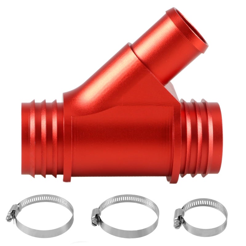 KPALAG CNC Coolant YPipe Weldless Aluminum Coolant Hose Connector with 3 Hose Clamps Compatible With Dodge RAM 20132015 67L Cummins Dual Radiator - Image 2