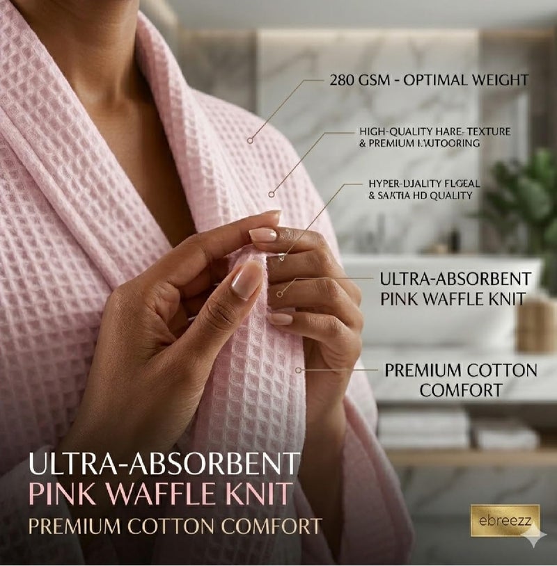 EBREEZZ Premium Waffle Cotton Bathrobe – 280 GSM - Image 5