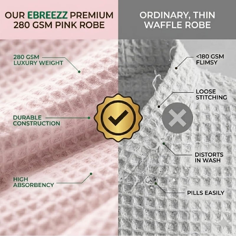 EBREEZZ Premium Waffle Cotton Bathrobe – 280 GSM - Image 4