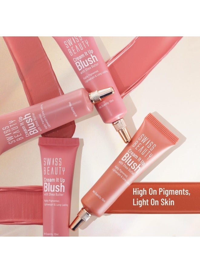 Swiss Beauty Cream It Up Blush | Highly pigmented | Super-blendable | Long-lasting | Enriched with Shea Butter | Multipurpose | Shade-03 Cheeky Peach, 10ml - Image 4