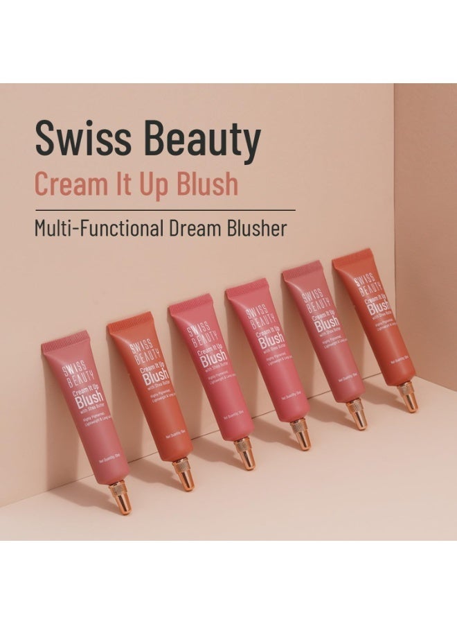 Swiss Beauty Cream It Up Blush | Highly pigmented | Super-blendable | Long-lasting | Enriched with Shea Butter | Multipurpose | Shade-03 Cheeky Peach, 10ml - Image 3