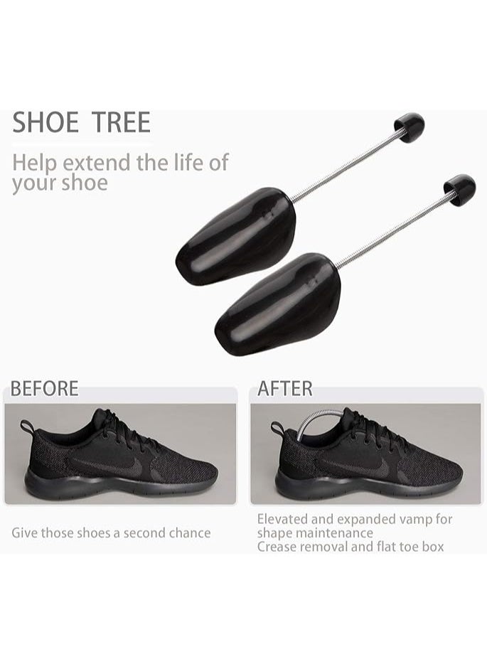 2 Pairs Mens Plastic Adjustable Adult Shoe ,Tree Stretcher Boots Holder Shaper Support Practical Portable Shoe Support Good Shape Shoe Trees Shaping Organizer with Extension Spring Coil - Black - Image 2