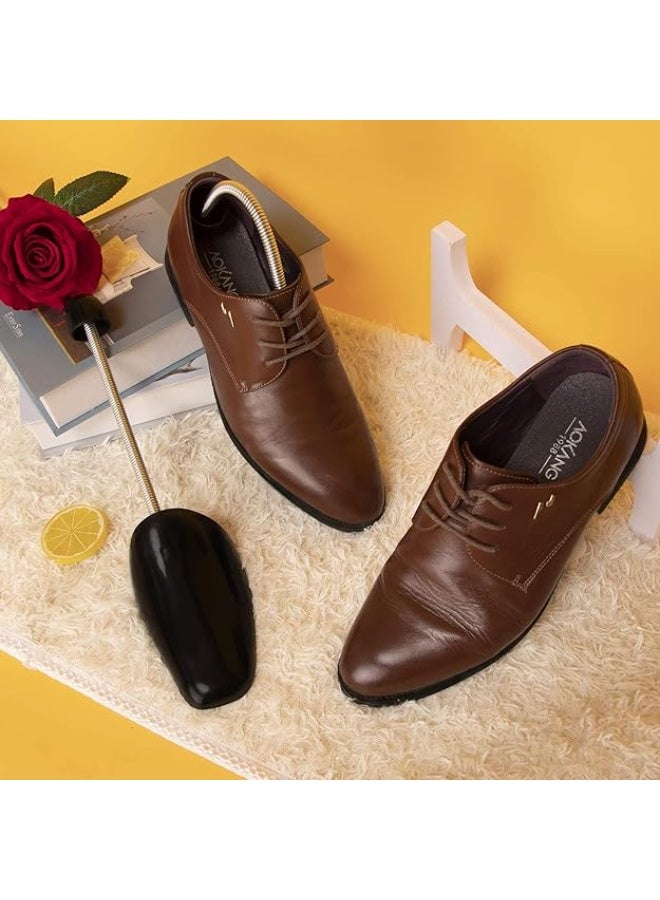 2 Pairs Mens Plastic Adjustable Adult Shoe ,Tree Stretcher Boots Holder Shaper Support Practical Portable Shoe Support Good Shape Shoe Trees Shaping Organizer with Extension Spring Coil - Black - Image 3