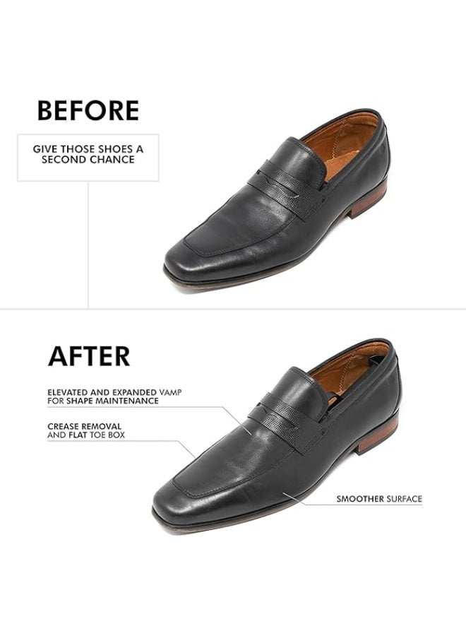 2 Pairs Mens Plastic Adjustable Adult Shoe ,Tree Stretcher Boots Holder Shaper Support Practical Portable Shoe Support Good Shape Shoe Trees Shaping Organizer with Extension Spring Coil - Black - Image 4