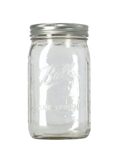 Ball 12-Piece Wide Mouth Glass Mason Jar with Airtight Lid Clear and Silver 946ml 67000  - Image 1