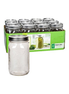 Ball 12-Piece Wide Mouth Glass Mason Jar with Airtight Lid Clear and Silver 946ml 67000  - Image 2