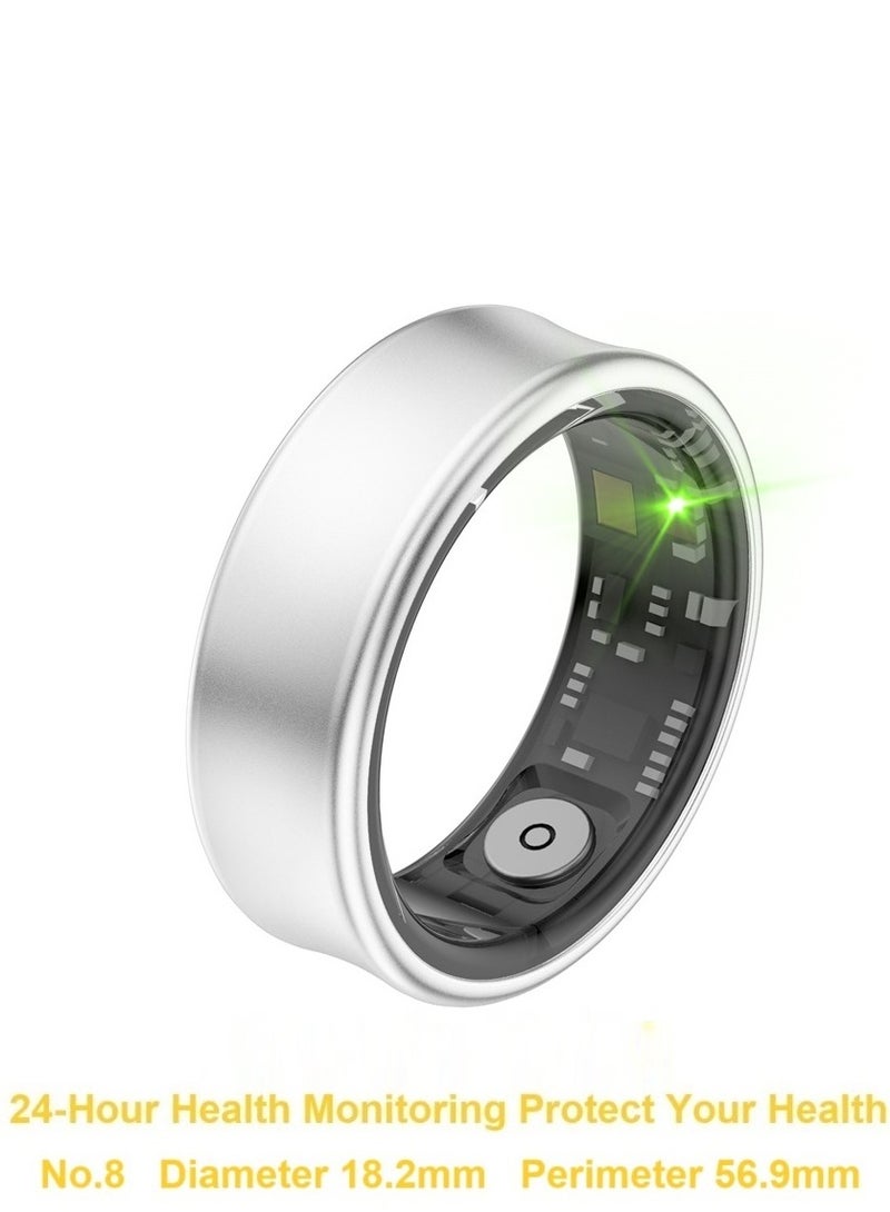 General Smart Health Ring for Heart Rate BlodOxygen Sleep Monitoring all Weather Motion Calculation 24-hour Health Monitoring Protect Your Health Sub-Silver No.18  - Image 1