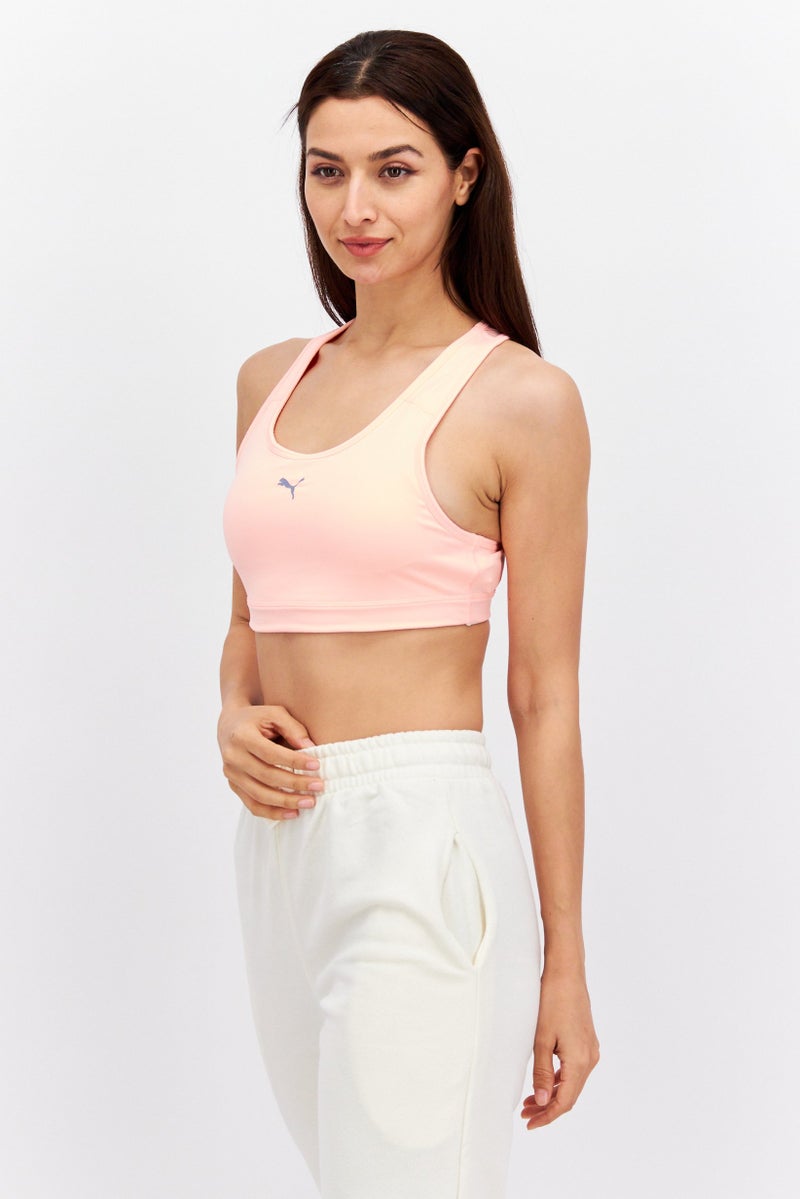 PUMA Women Sportswear Fit Lightly Padded Brand Logo Training Bra, Peach - Image 3