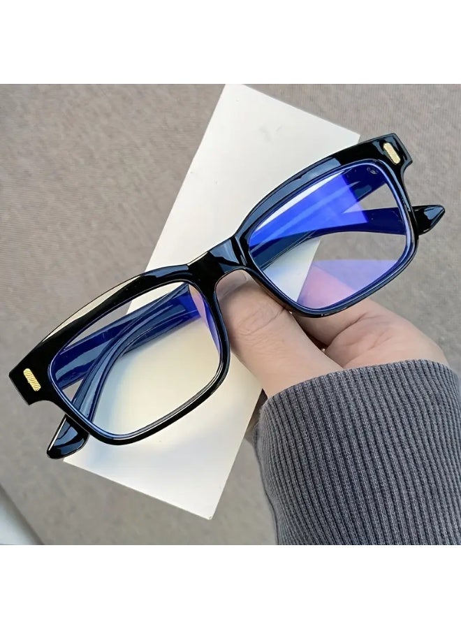 SCENT HOUSE 1pc Retro Y2K Style Black Framed Glasses for Men & Women - Lightweight Decorative Eyewear to Reduce Eye Strain & Glare from Screens, Computers, Phones, Gaming Devices - Stylish Unisex Design, Budget-Friendly, Screen Time Protection, Bold Frames, Comfortable Fit, Fashion Accessory, Digital Device Users (Includes eyeglass case)
,blue lighe blocking glasses,eyeglasses - Image 1