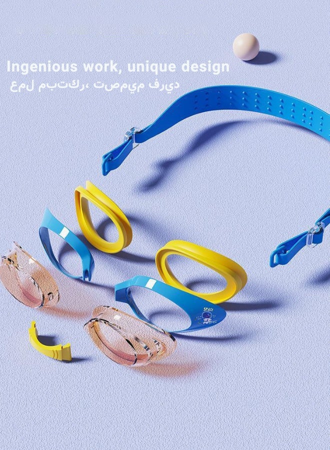 YUKE 5 IN 1 Swimming Goggle Set for Kids, Cute Swimming Goggles with Earplugs, Nose Clip,  Anti-Fog UV Protection Swim Eye Wear Glasses Super Clear Vision, Blue  - Image 2