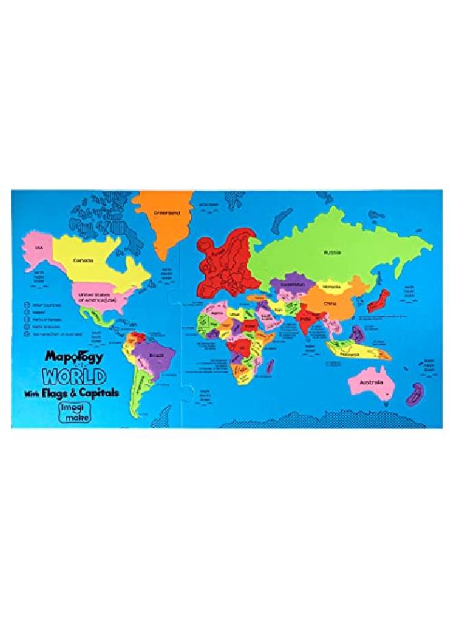 Imagimake :Mapology World مع الأعلام والعواصم مع قطع على شكل بلد، أحجية الصور المقطوعة ولعبة تعليمية للأولاد والبنات فوق سن 5 سنوات، هدية عيد ميلاد ممتازة - Image 5