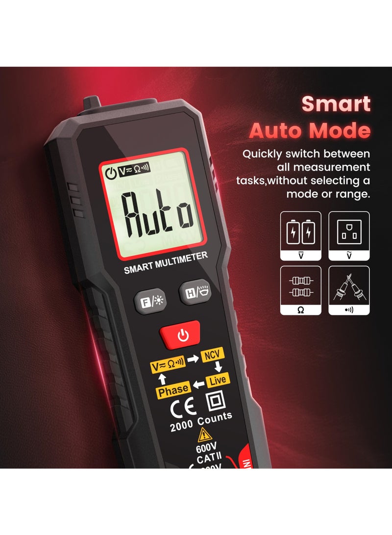SYOSI Smart Multimeter, 2000 Counts Digital Multimeter, Professional AC/DC Voltage Tester, NCV Electricians Voltage Tester for AC/DC Voltage, Resistance, Continuity, Phase - Image 3