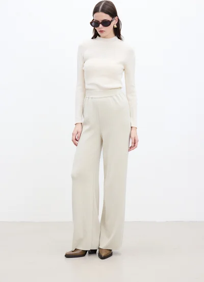 Manuka Straight Leg Knit Trousers Beige