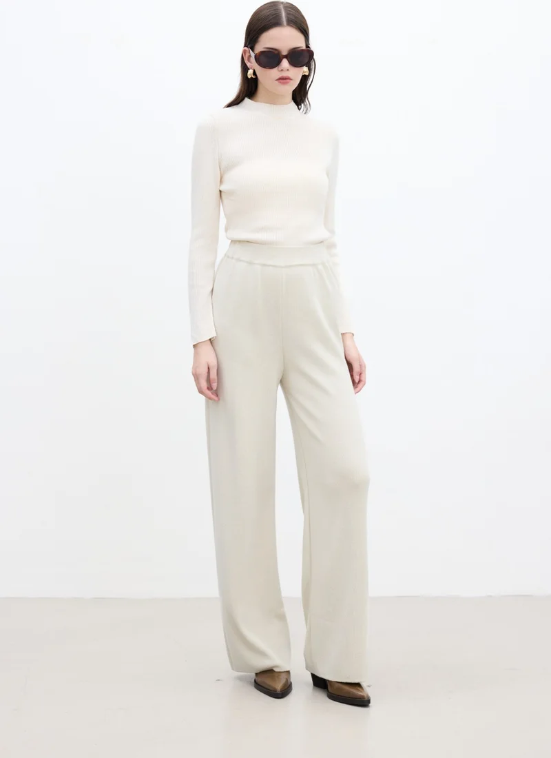 Manuka Straight Leg Knit Trousers Beige