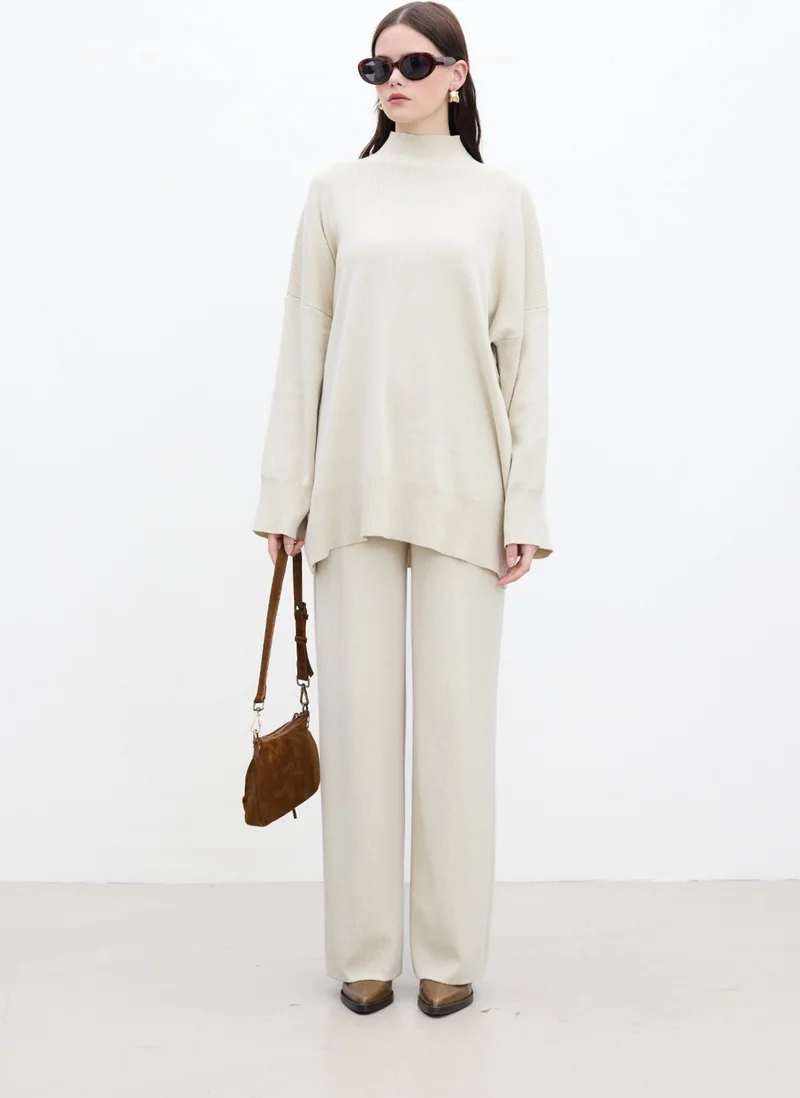 Manuka Straight Leg Knit Trousers Beige