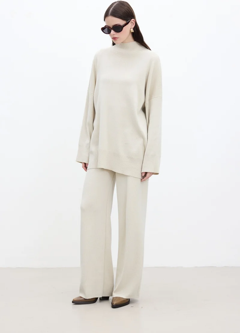 Manuka Straight Leg Knit Trousers Beige