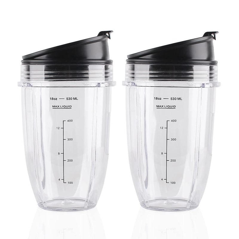 Veterger 2 Pack Replacement Parts Cup with LidCompatible with Ninja Blender Auto iQ BL480 BL482 BL642 NN102 BL682 BL450 BL2013 2 18oz