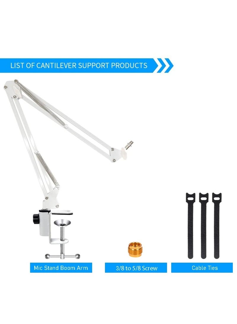 XiuWoo - Metal Adjustable Studio Microphone Stand Suspension Boom Table Bracket White(without Microphone) - Image 1