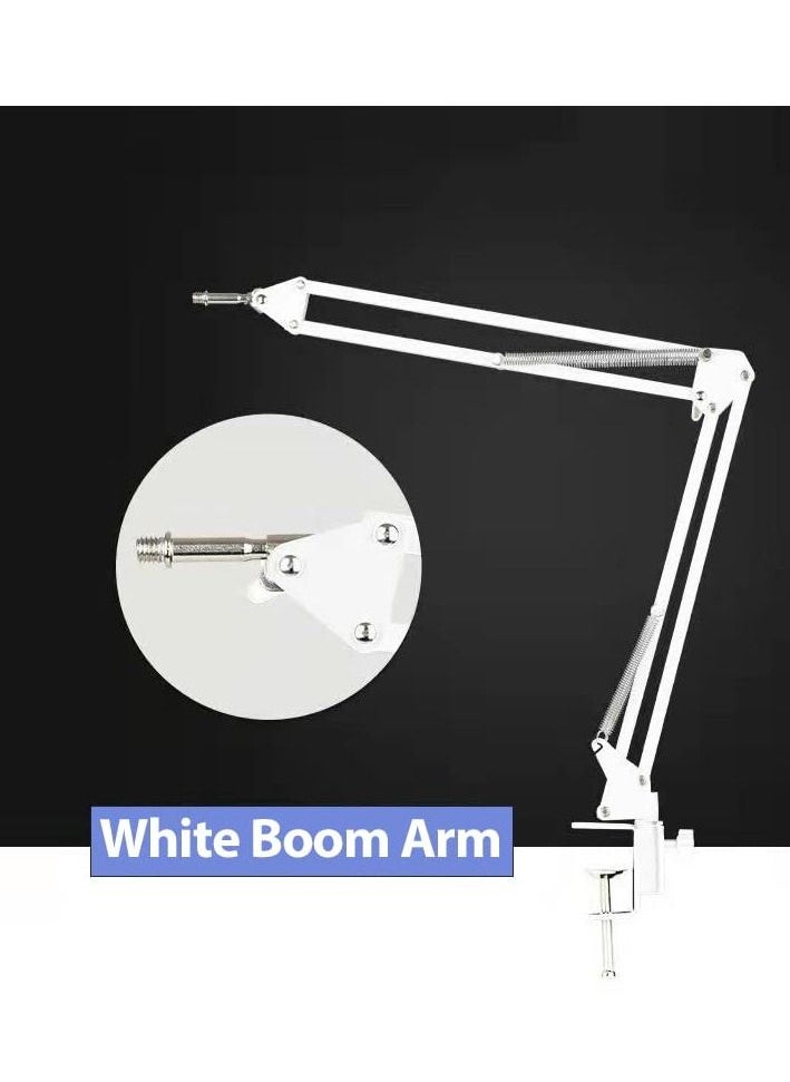 XiuWoo - Metal Adjustable Studio Microphone Stand Suspension Boom Table Bracket White(without Microphone) - Image 1